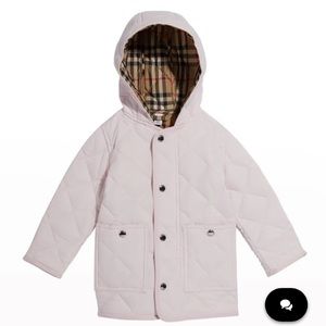 NWT Authentic Burberry Baby Girl Hooded Quilt Coat Size 12M